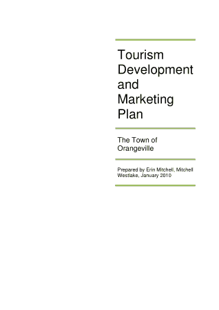 Tourism Development And Marketing Plan Template