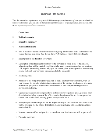 Basic Business Plan Outline Template