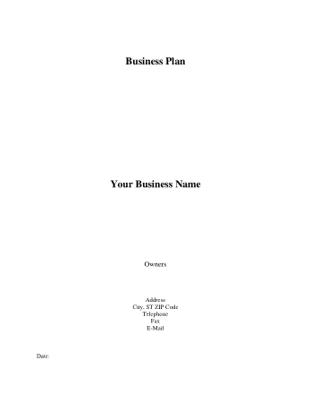 Blank Business Plan Template