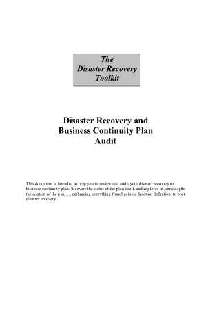Business Continuity Recovery Plans Template
