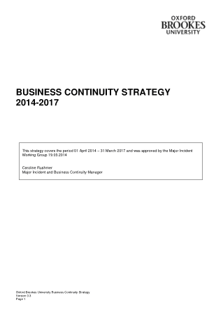 Business Continuity Strategy Plan Template