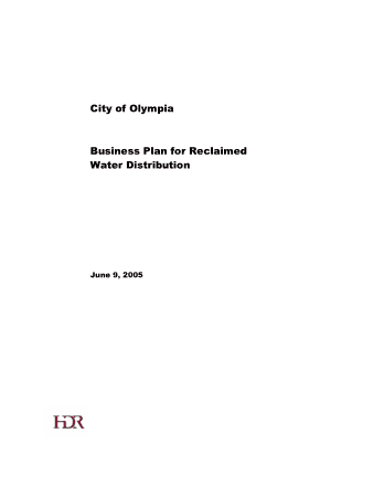 Business Plan for Reclaimed Water Distribution Template