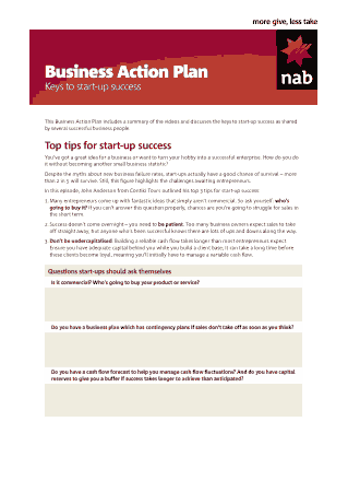Startup Business Action Plan Template