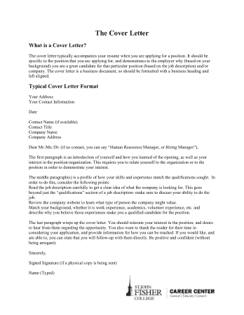 Email Resume Cover Letter Format Template