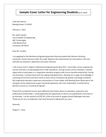 Engineering Cover Letter for Resume Template