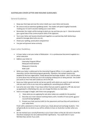 Internship Resume Cover Letter Format Template