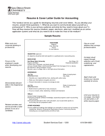Resume Cover Letter for Accounting Position Template