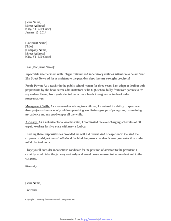 Resume Cover Letter for Executive Assistant Template