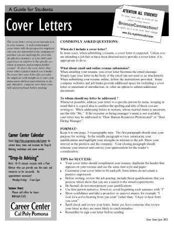 Student Resume Cover Letter Template