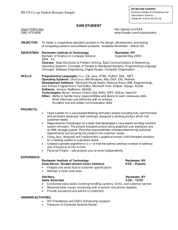 Computer Science Student Resume Template