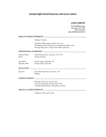 High School Student Personal Resume Template