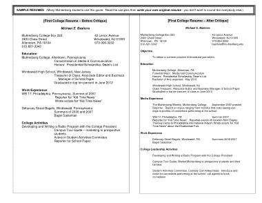 Resume Example For College Students Template