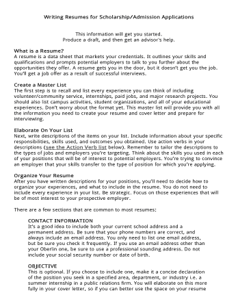 Student Scholarship Resume Example Template