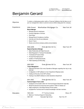 Account Manager Bank Resume Template