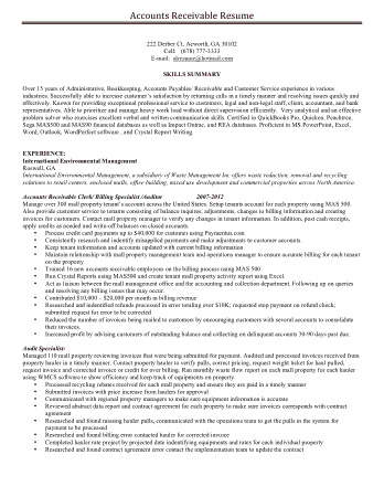 Account Receivable Manager Resume Template