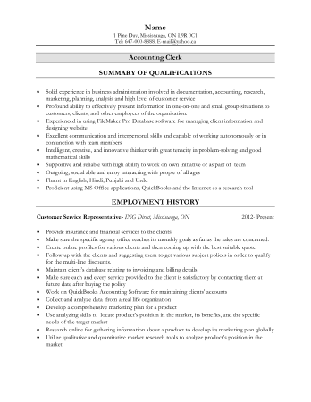 Free Download PDF Books, Accounting Clerk Resume Template