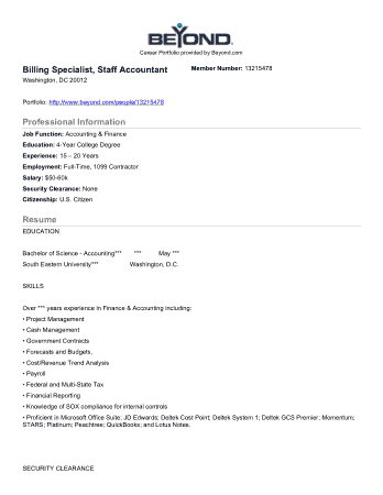 Billing Specialist Staff Accountant Resume Template