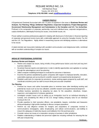 Chartered Professional Accountant Resume Template