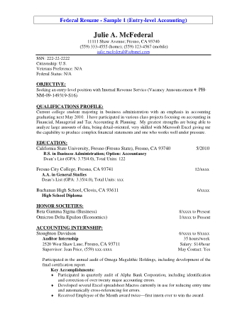Entry Level Tax Accountant Resume Template