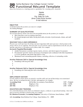 Functional Accounting Resume Template