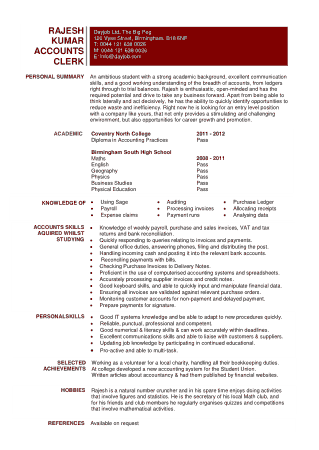 General Accounting Clerk Resume Objective Template