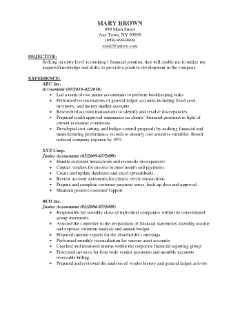 Junior Accountant Resume PDF Template