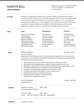 Sales Account Manager Resume Template