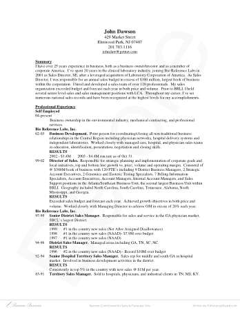Objectives in Resumes for Sales Sample Template