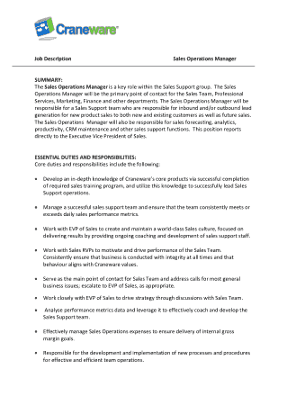 Director of Sales Operations Resume Template