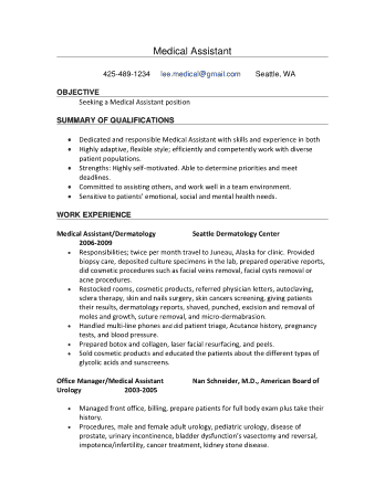 Free Download PDF Books, Experienced Medical Assistant Resume Template