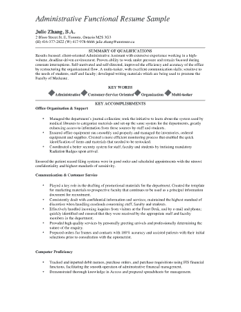 Administrative Functional Functional Resume Template