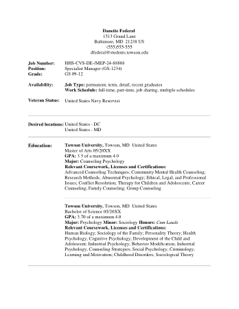 Basic Federal Resume Template