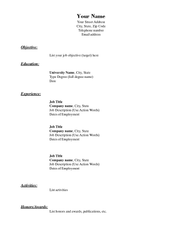 Basic Resume Template Example Template