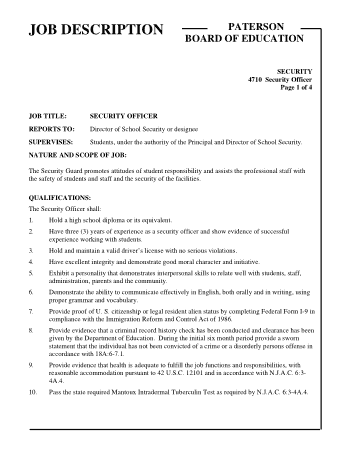 Basic Security Guard Resume Template