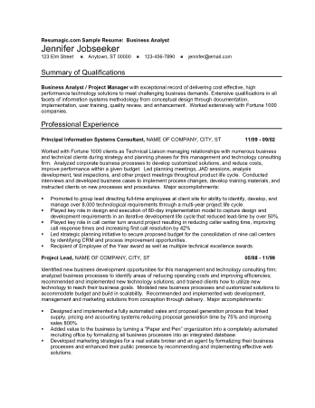 Business Analyst Resume Example Template