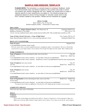 Resume Format Business Example Template