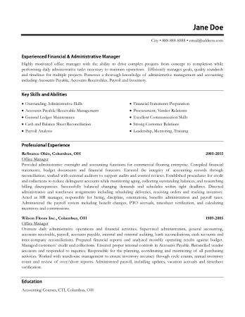Experienced Office Manager Resume Template