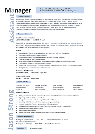 Manager Assistant Resume Template