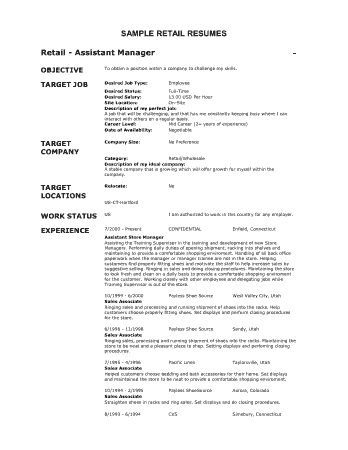 Manager Retail Resume Template