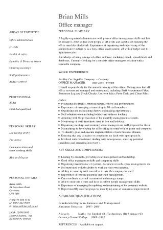 Office Manager Resume Example Template