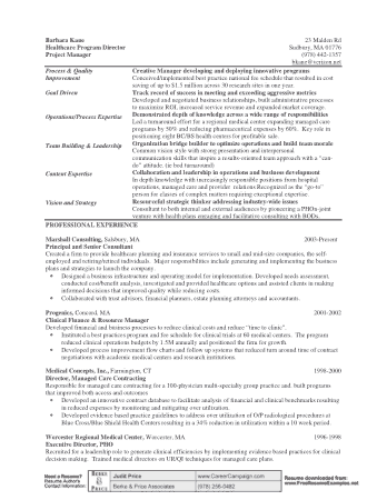 Project Manager Healthcare Resume Template