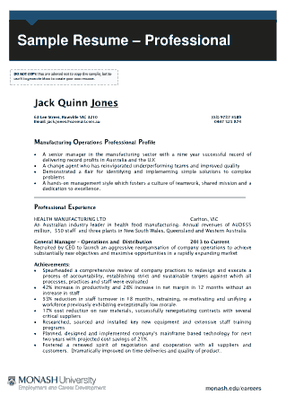 Resume for Operations Manager Template