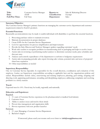 Resume Objective for Customer Service Manager Template