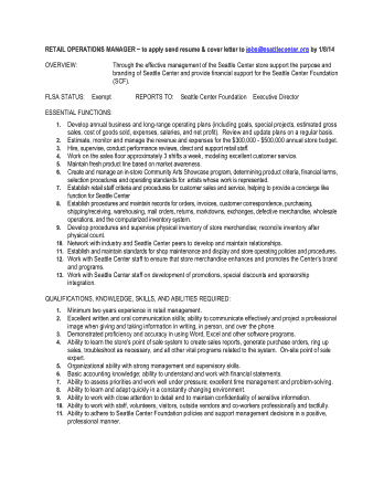 Retail Operations Manager Resume Template