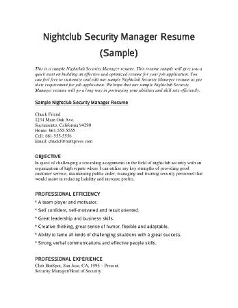 Security Operations Manager Resume Template