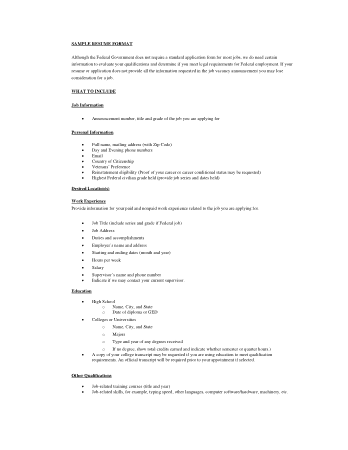 Format for Professional Resume Template