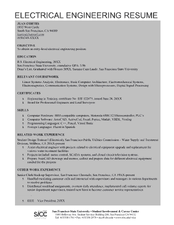 Professional Electrical Engineer Resume Template