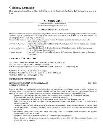 Professional Guidance Counselor Resume Template