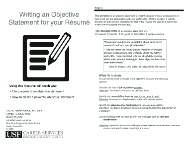 Customer Service Resume Objective Example Template