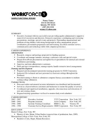 Functional Customer Service Resume Template
